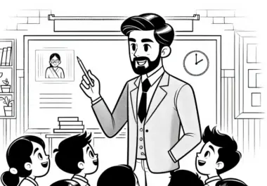 Mittel-schule mit Lehrer Ausmalbild – Einfach und Gratis