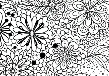 Mix aus Blumen – Ausmalbild Gratis