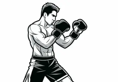 MMA-Kämpfer macht sich mit Schattenboxen warm – Malvorlage (gratis)