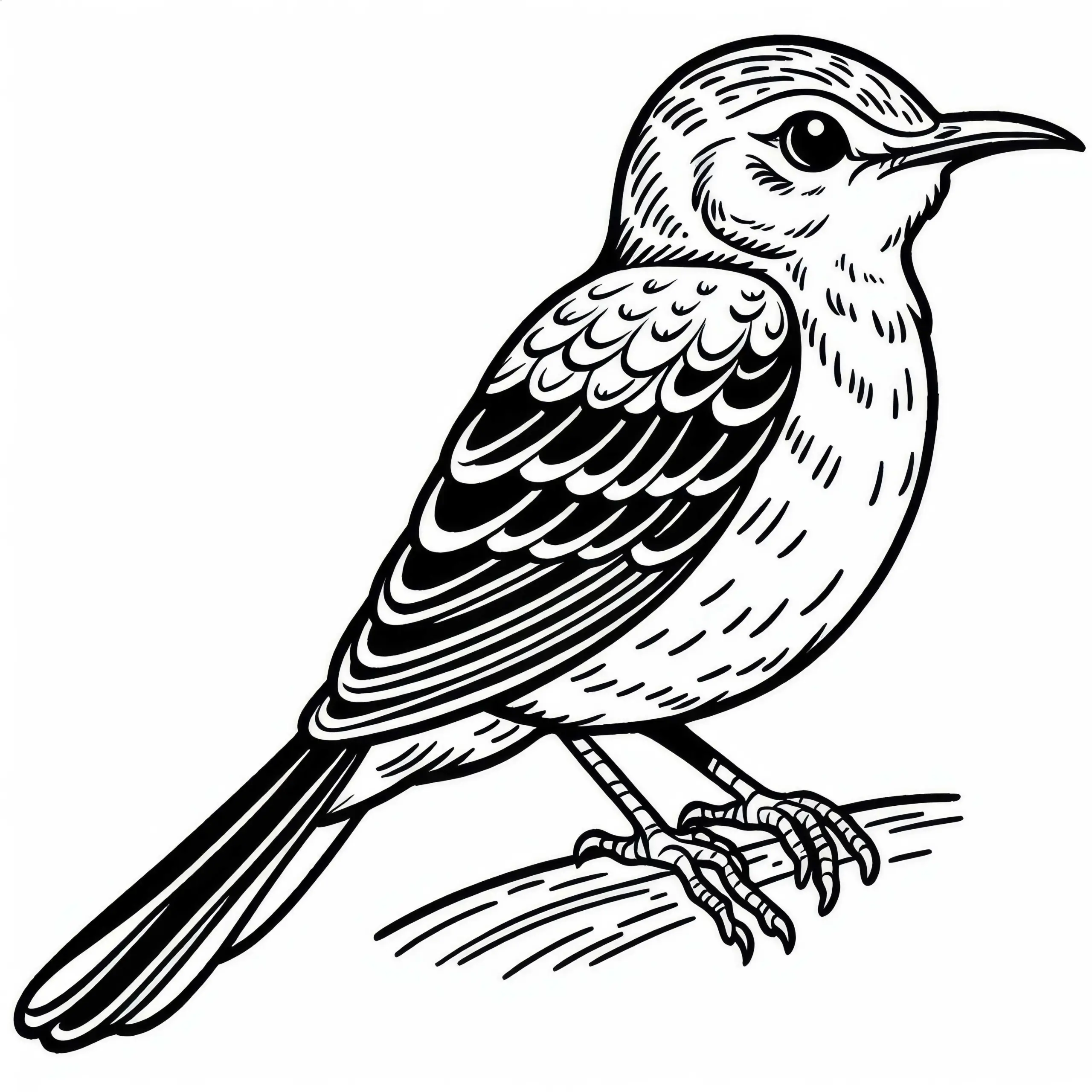 Ausmalbild vom Nordamerikanischen Mockingbird – Kostenloses Vogel-Malvorlage