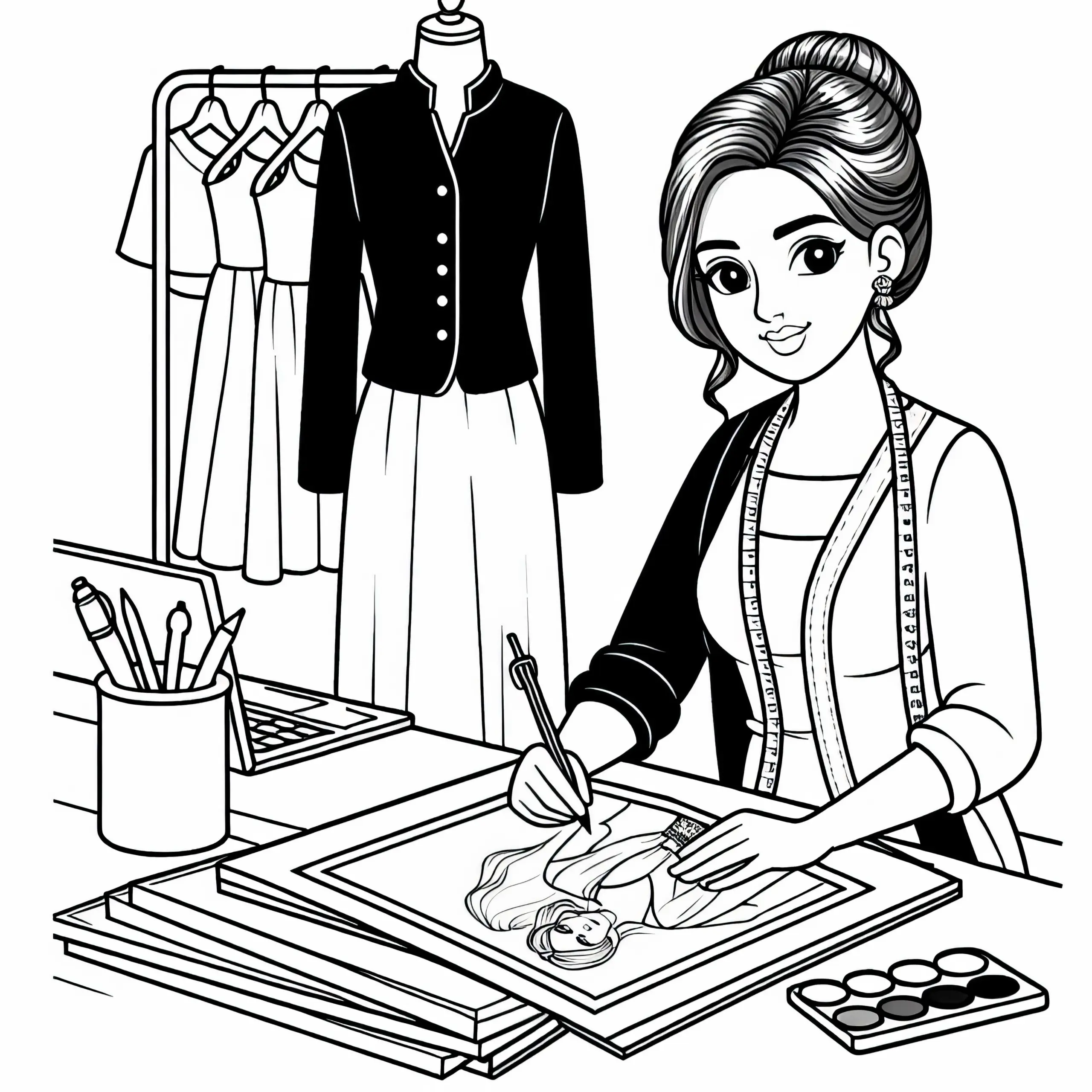 Modedesignerin Ausmalbild Gratis