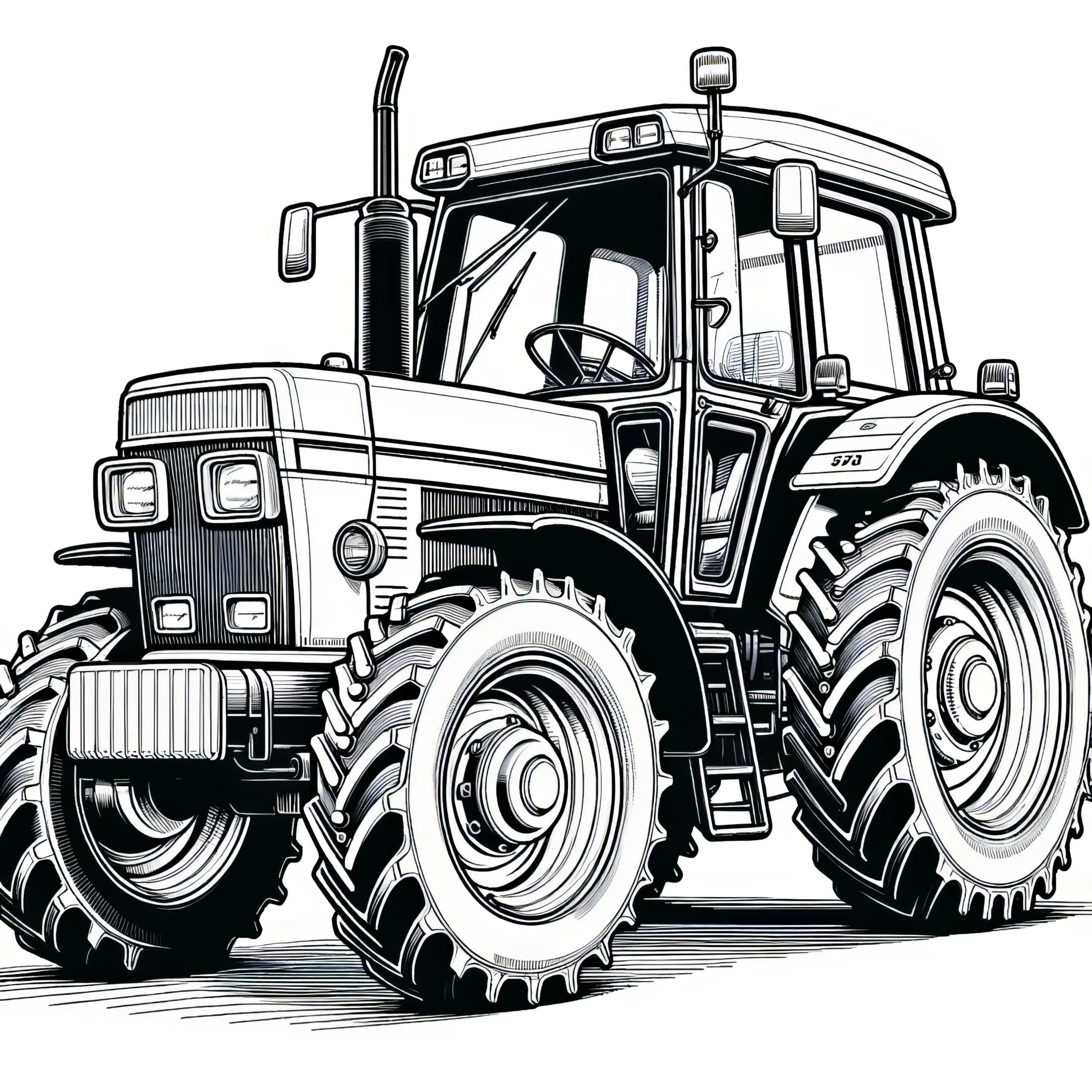 Moderner Traktor: Ausmalbild zum Herunterladen (Kostenlos)