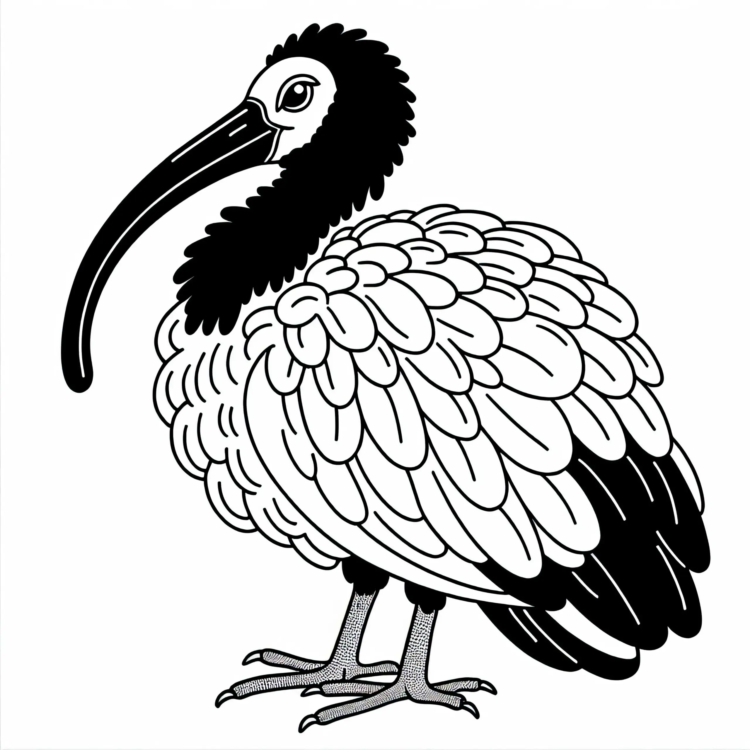 Mönchsibis – Schwarzköpfiger Ibis – Vogel aus Asien – Malvorlage gratis (Ausmalbild)