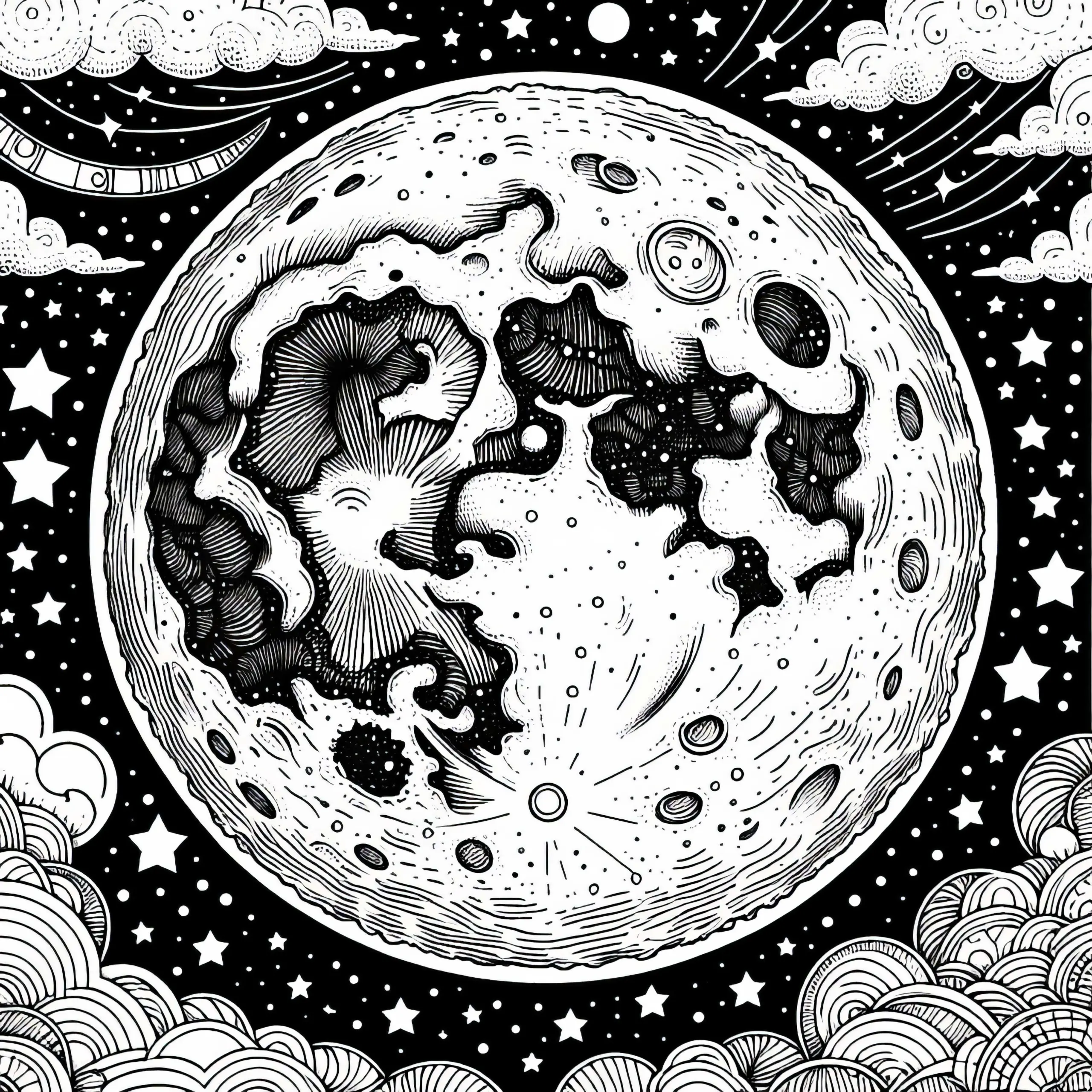 Kostenlose einfache Mond-Malvorlage zum Ausmalen (Ausmalbild)