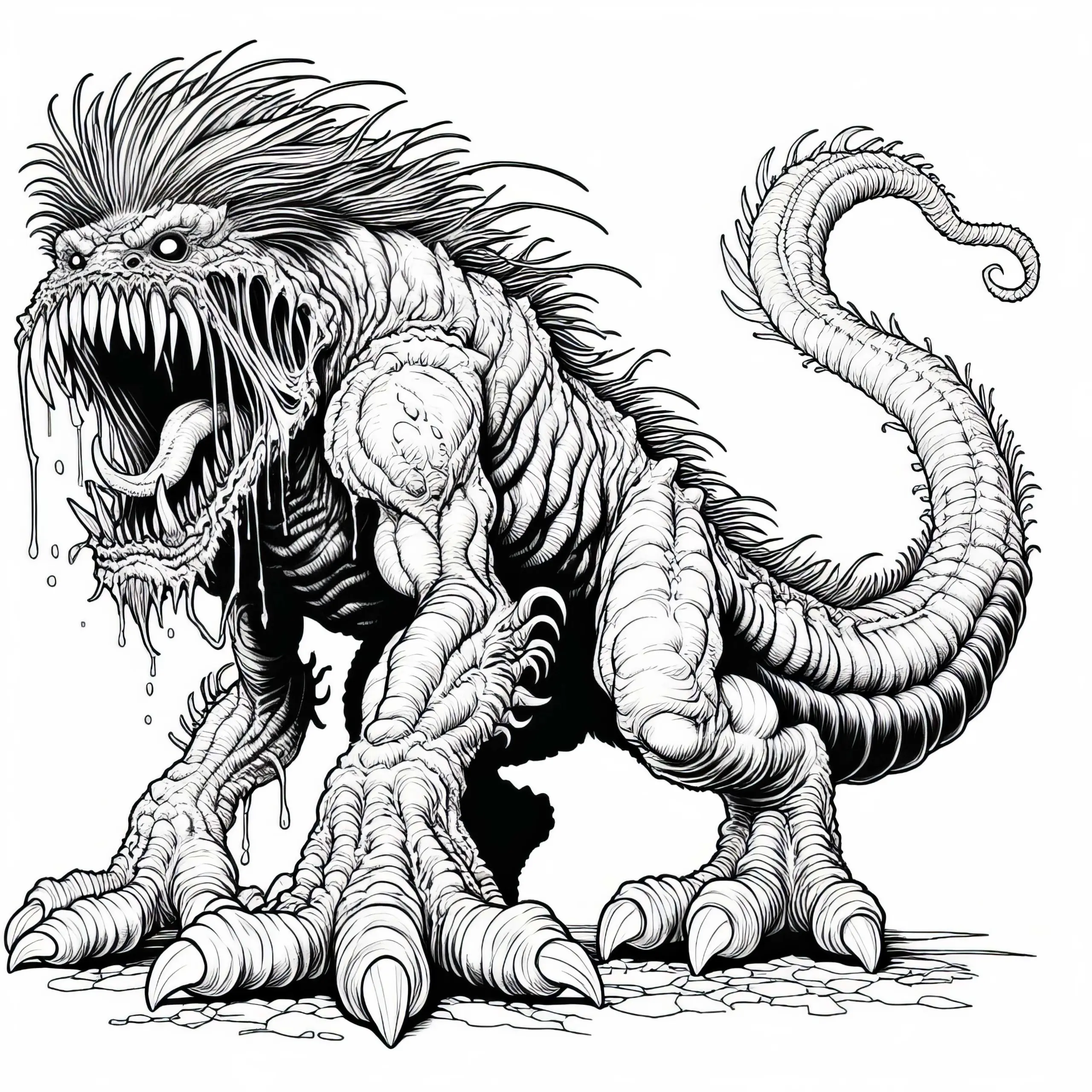 Monster Malvorlage: Detailreich zum Herunterladen (Kostenlos) (Ausmalbild)