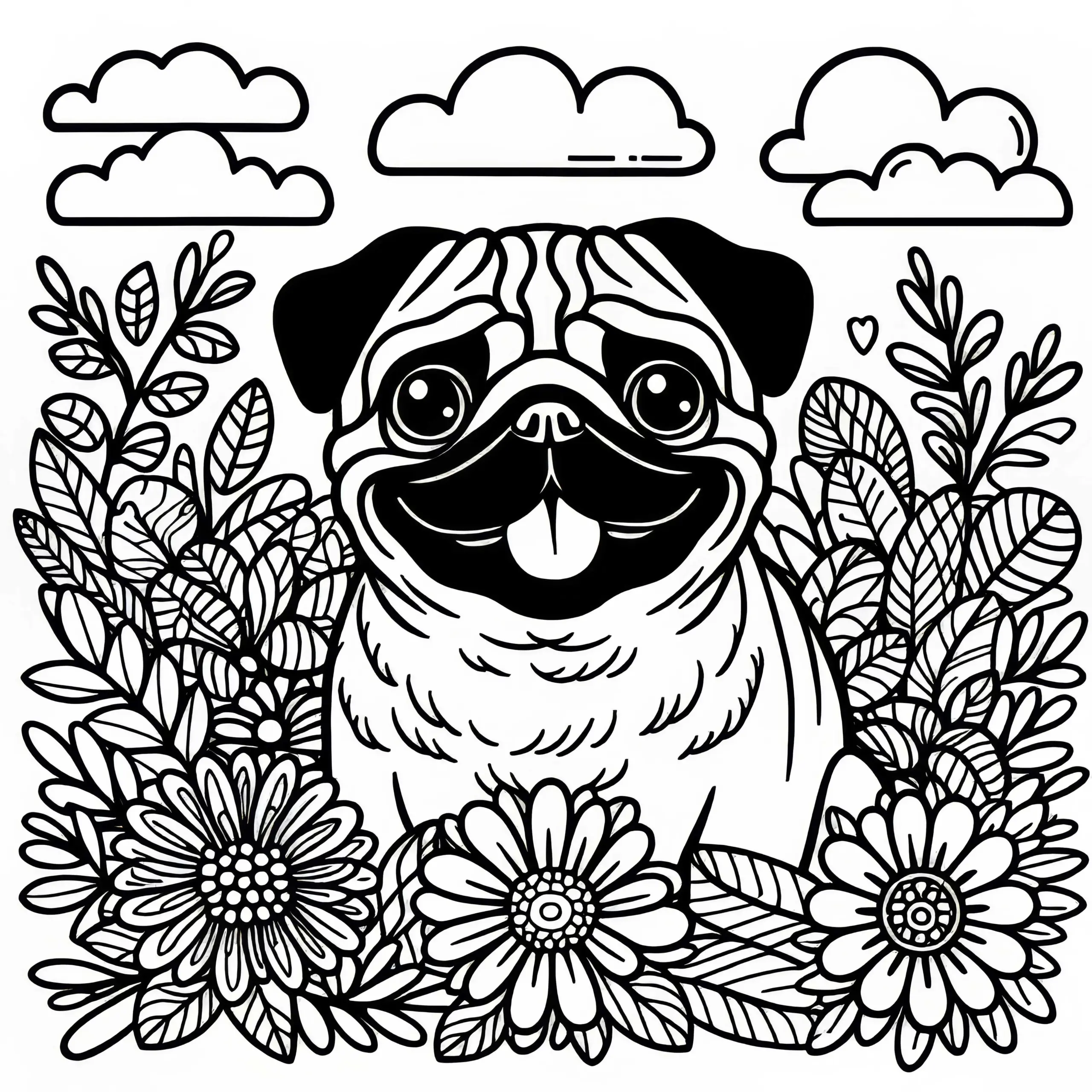 Mops Malvorlage für Hunde Kostenlos (Ausmalbild)