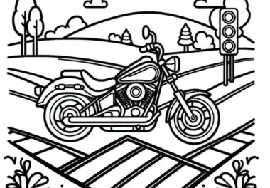 Motorrad an Kreuzung Malvorlage zum Ausmalen