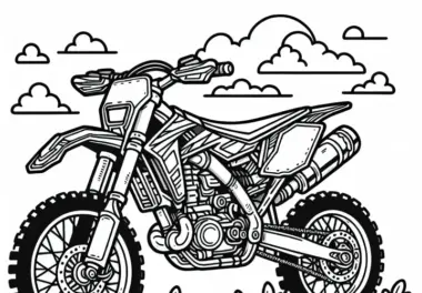 Motorrad mit grobstolligen Reifen – Malvorlage gratis