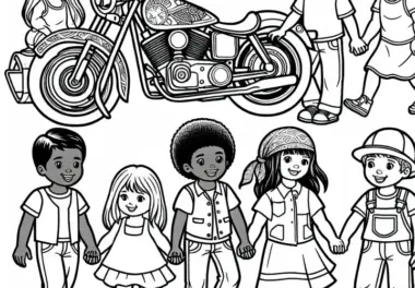 Motorrad und Kinder Malvorlage Kostenlos: Hol dir dein Ausmalbild