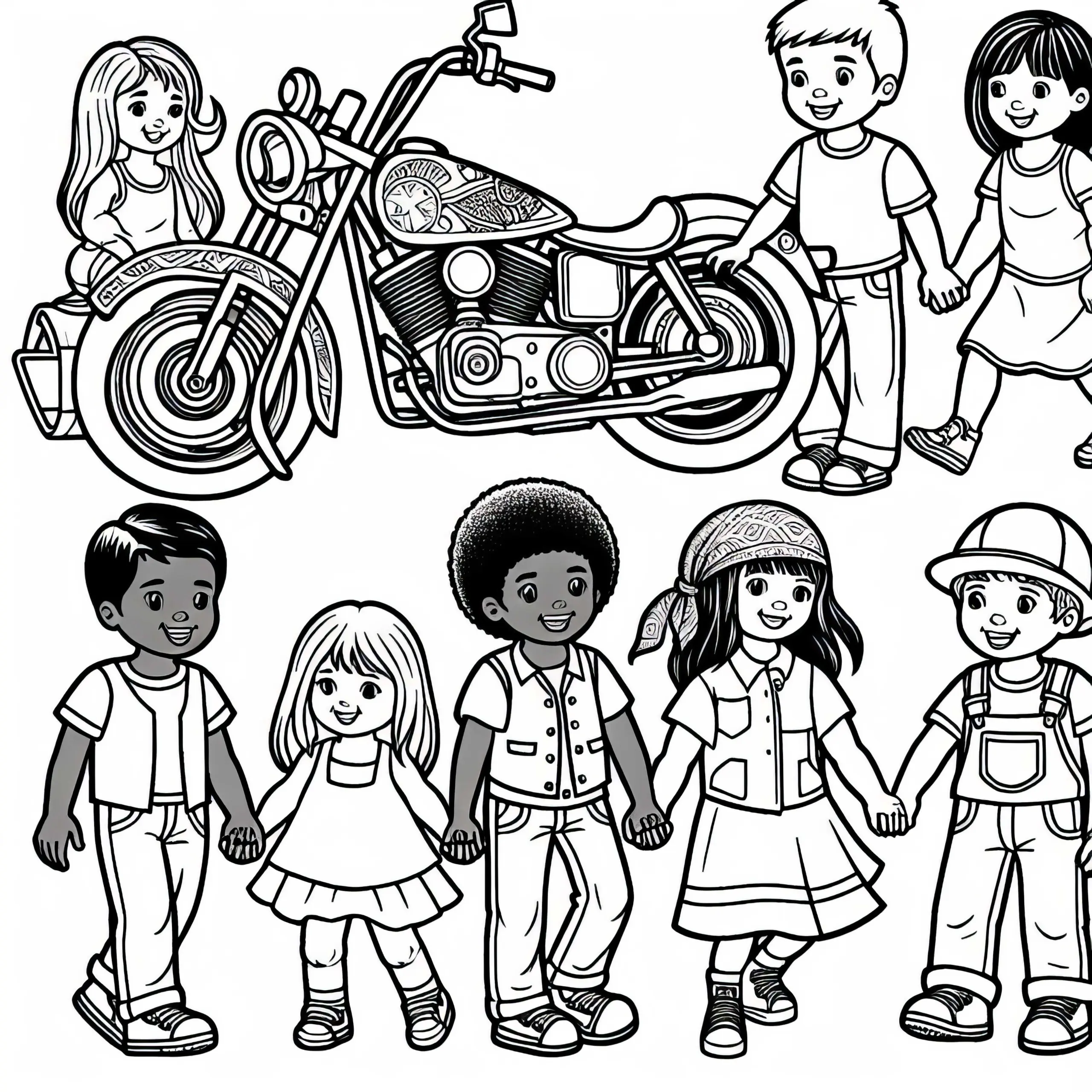 Motorrad und Kinder Malvorlage Kostenlos: Hol dir dein Ausmalbild