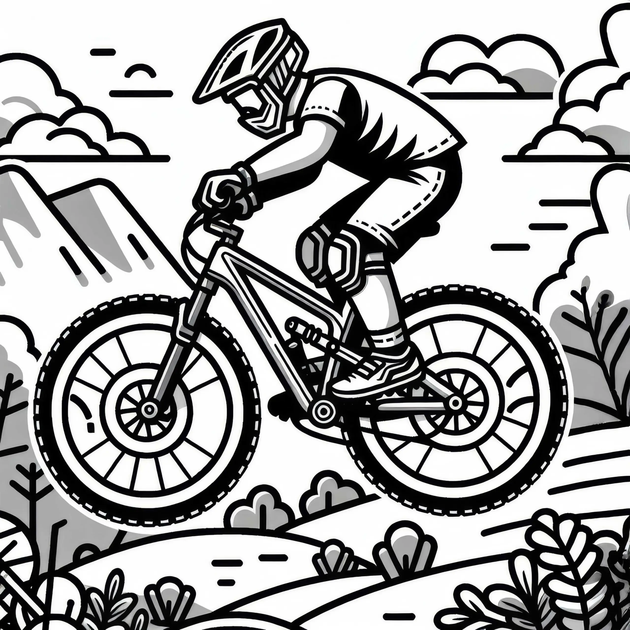 Mountainbiker Malvorlage Kostenlos (Ausmalbild)
