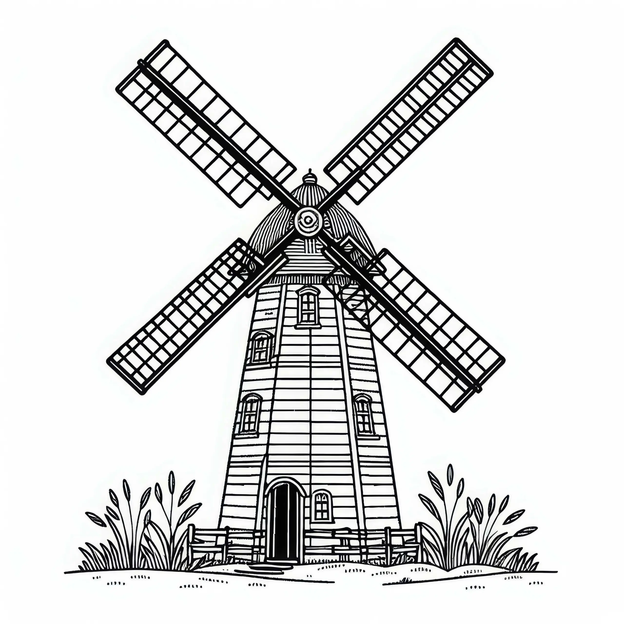 Mühle Malvorlage Gratis (Ausmalbild)