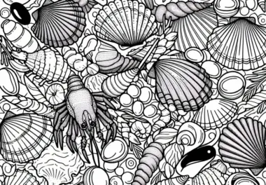 Muscheln Malvorlage für eine Vorspeise – Kostenlos erhältlich