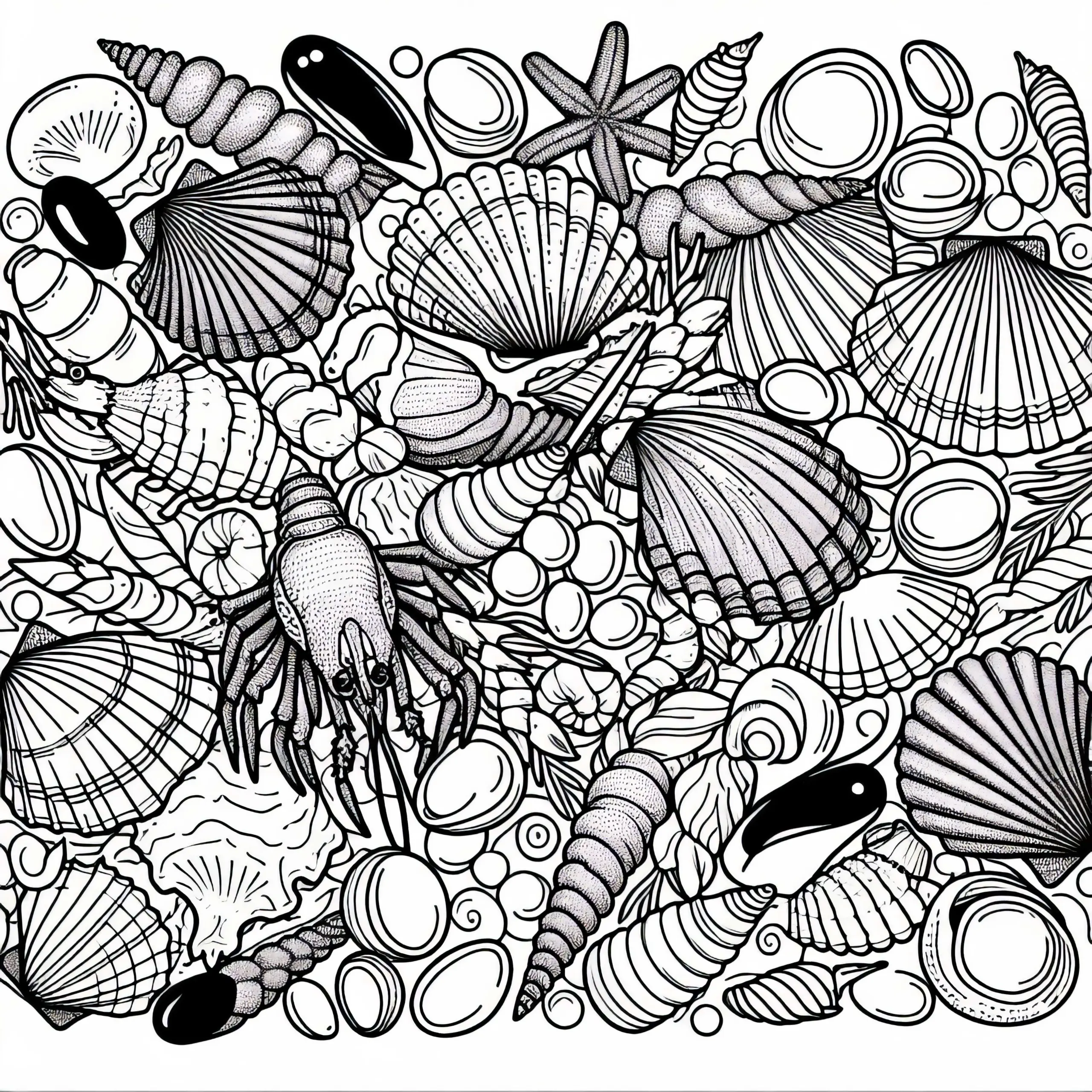 Muscheln Malvorlage für eine Vorspeise – Kostenlos erhältlich (Ausmalbild)