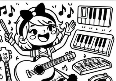 Ausmalbild einer Musikerin – Einfach und Kostenlos