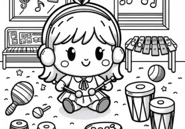 Musikinstrumente im Kindergarten Ausmalbild kostenlos