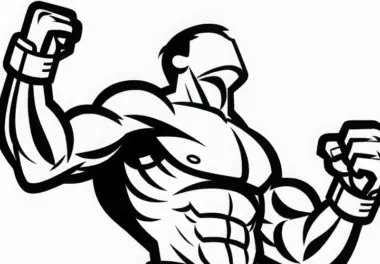 Muskuloser Kämpfer beim Kampfsport – Malvorlage kostenlos