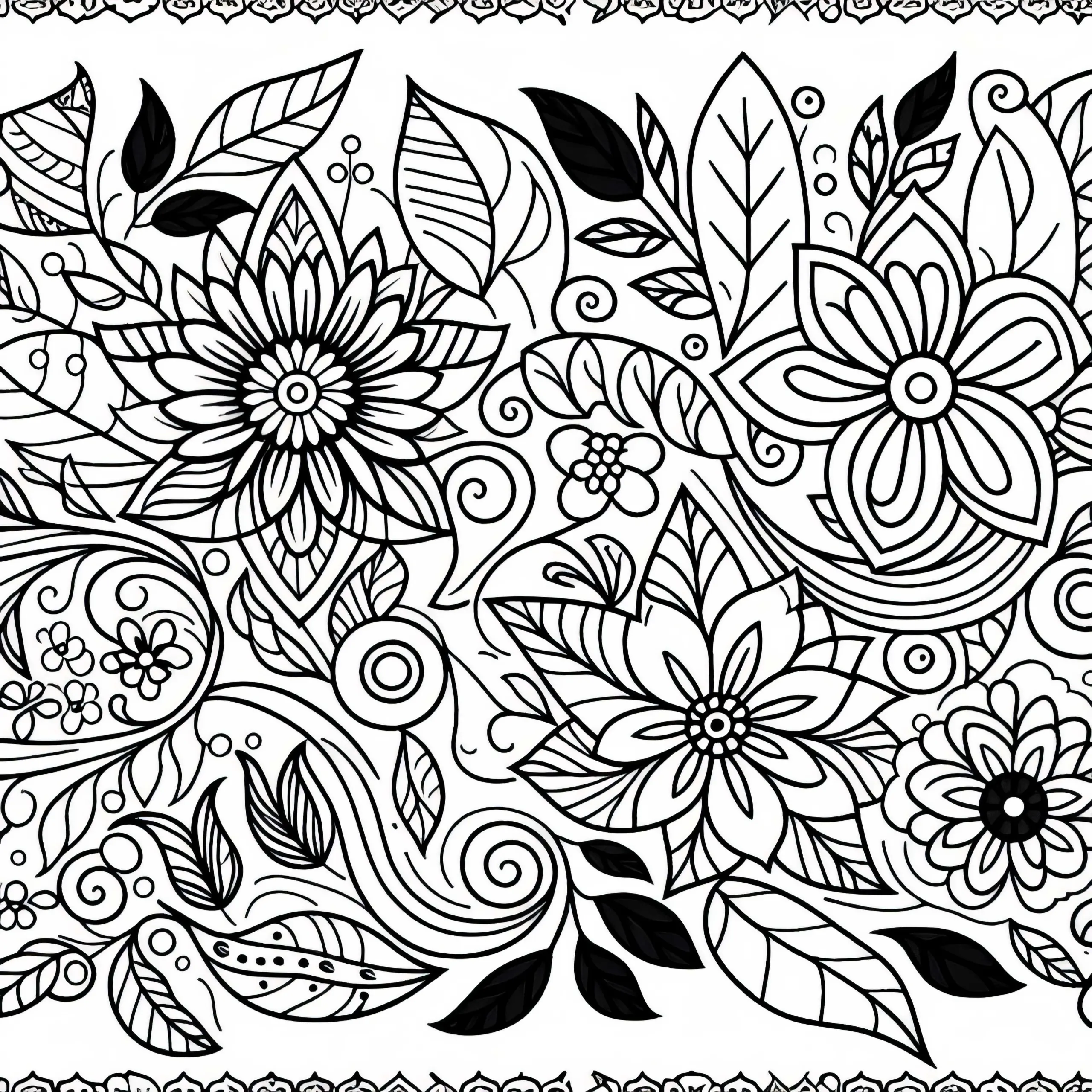 Muster mit stilisierten Blumen – Malvorlage kostenlos herunterladen (Ausmalbild)