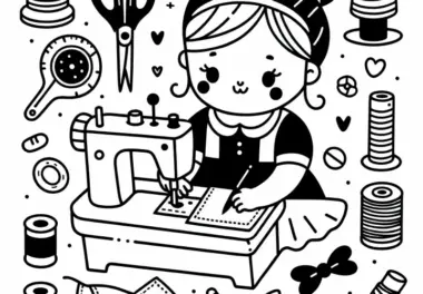 Nähen Malvorlage für ein kreatives Hobby Kostenlos