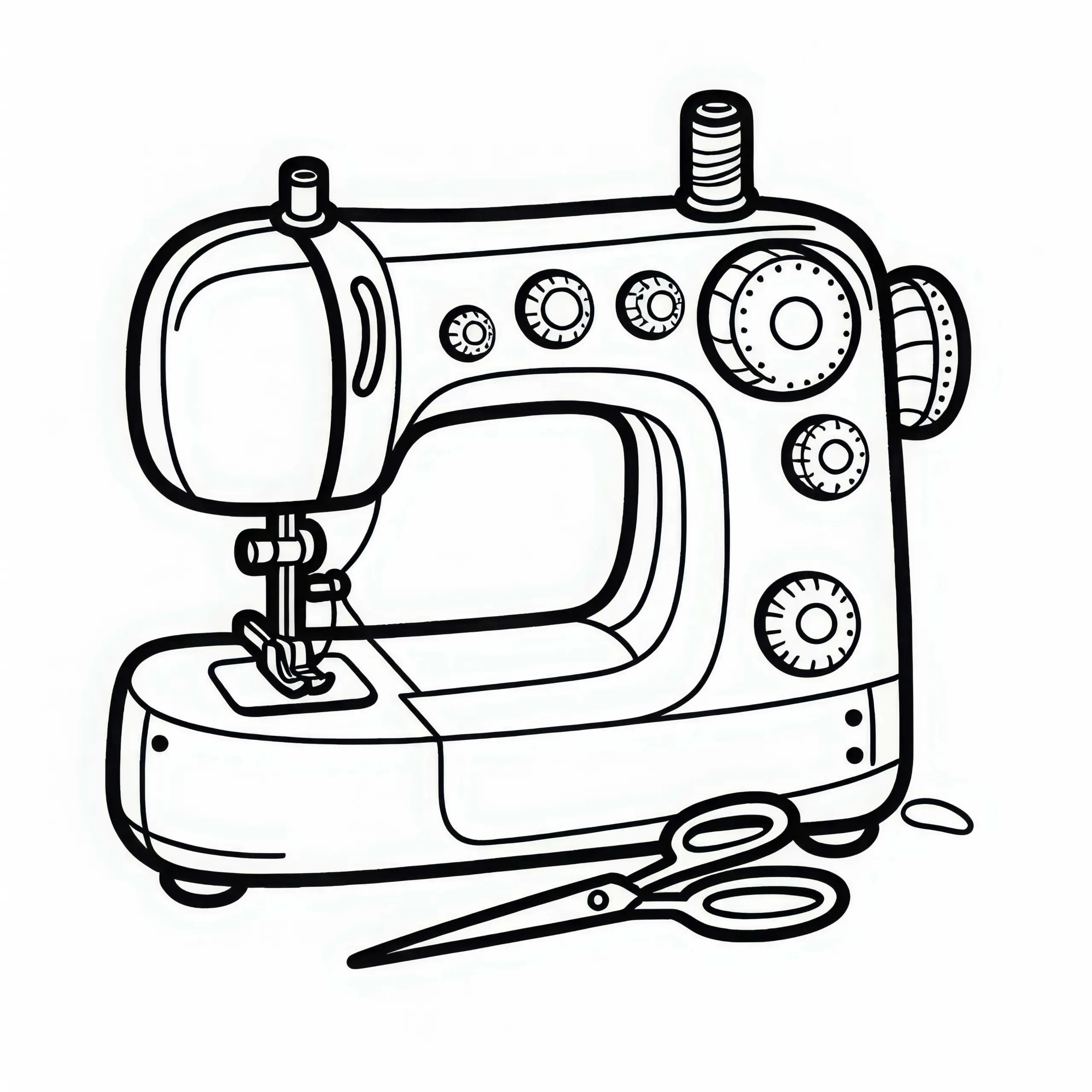 Nähmaschine eines Modedesigners Malvorlage gratis (Ausmalbild)
