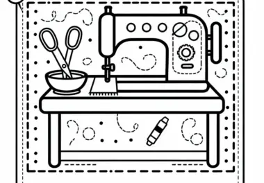 Naehmaschine eines Schneiders – Ausmalbild kostenlos