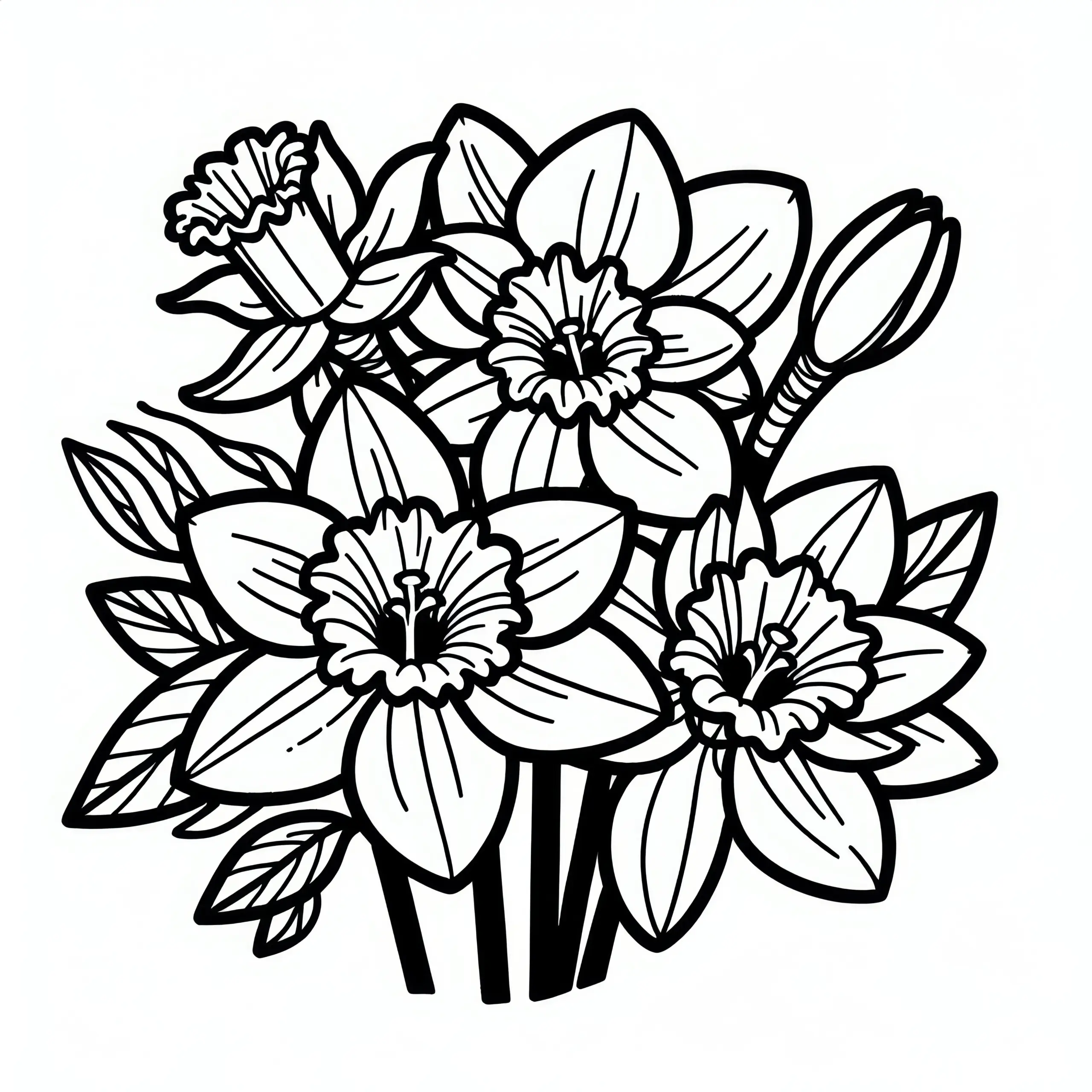 Narzisse, Osterglocke: Frühlingsblume als Ausmalbild