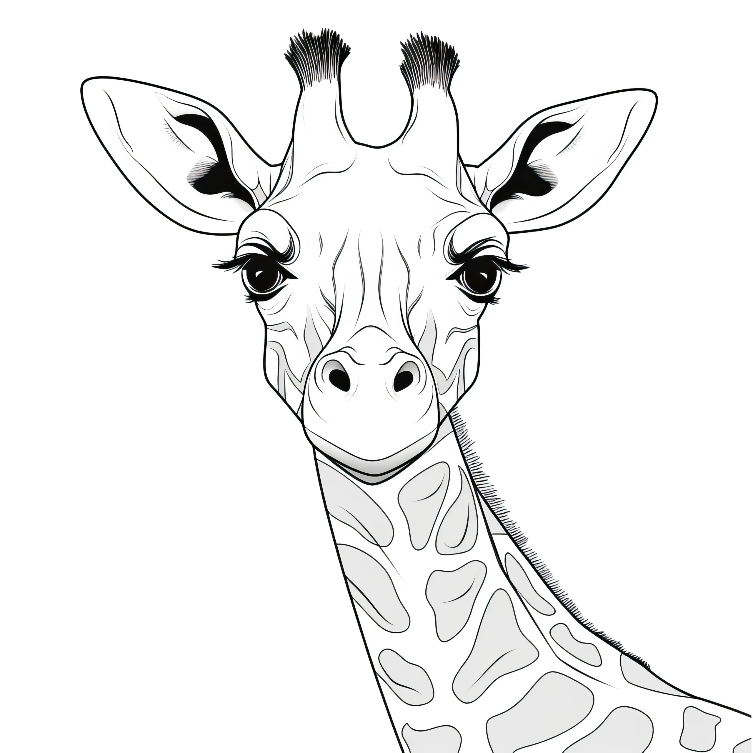 Realistische Giraffe: Malvorlage zum Download (Gratis) (Ausmalbild)