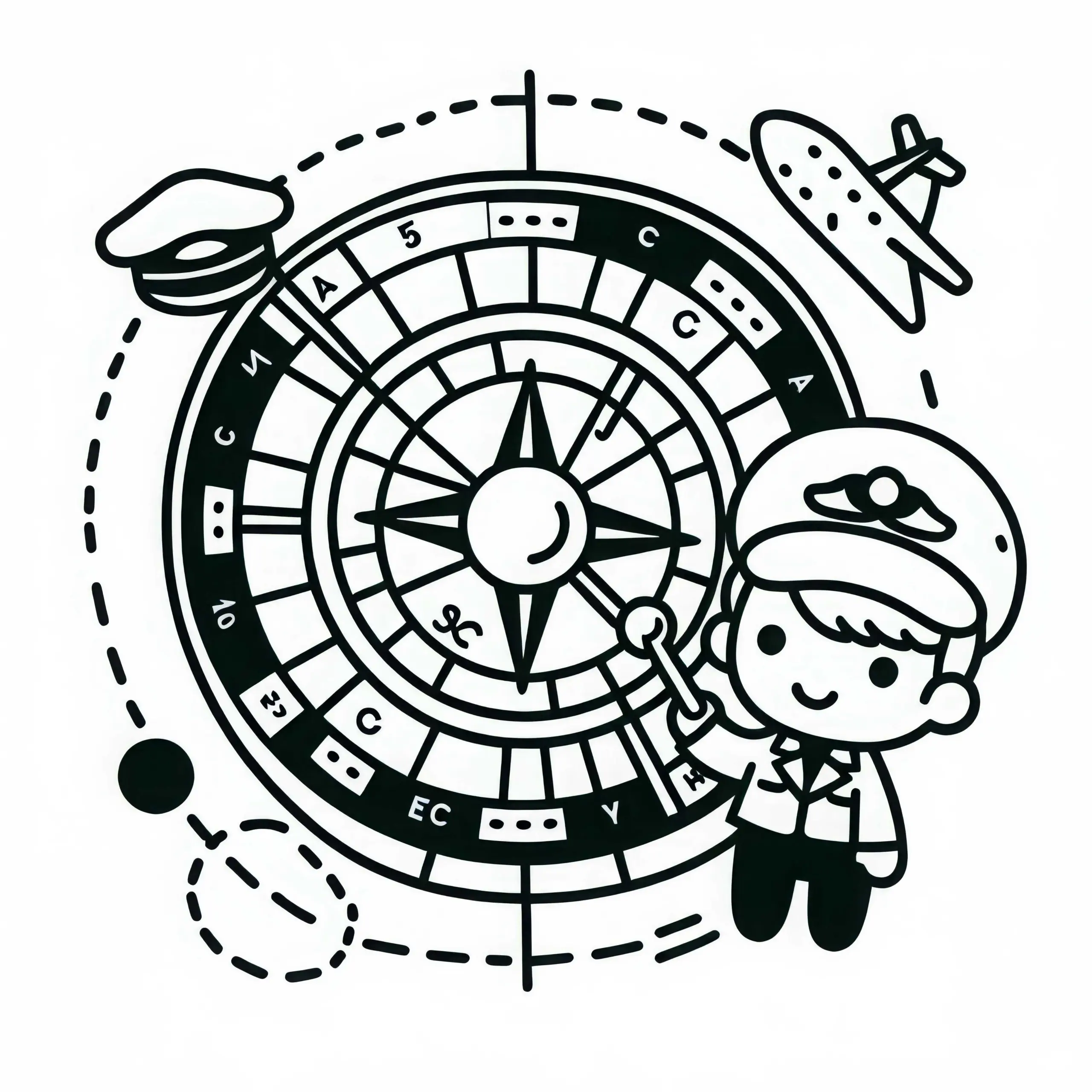 Navigationskarte für Piloten – Malvorlage kostenlos herunterladen (Ausmalbild)