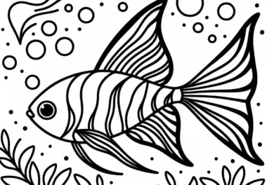 Ausmalbild von einem Neonfisch – Kostenlos herunterladen!