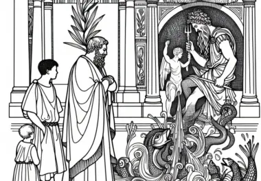 Ausmalbild von Neptun aus der römischen Mythologie – Kostenlos herunterladen