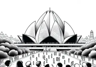 Neu-Delhi – Lotus-Tempel Malvorlage kostenlos
