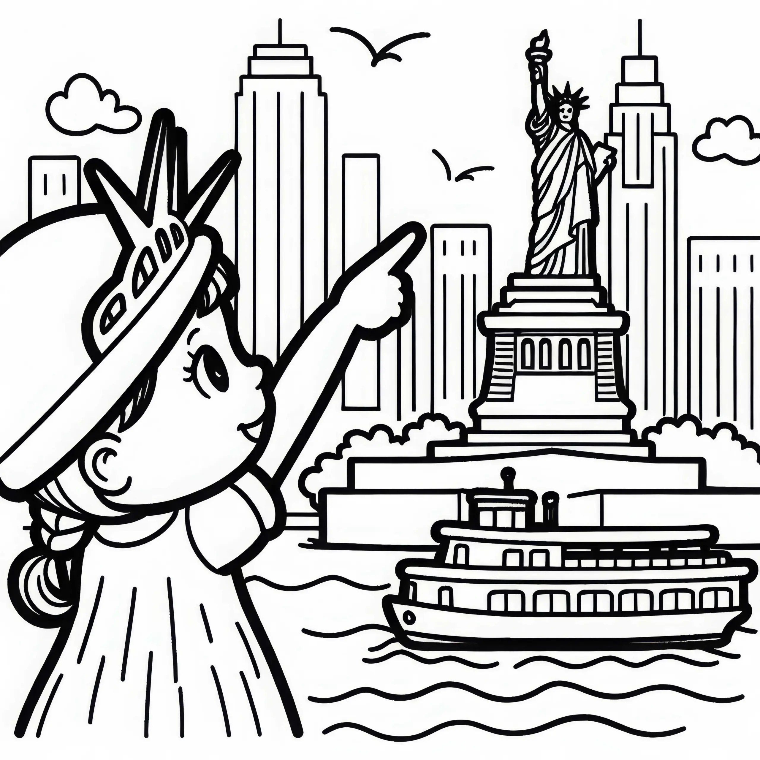 New York City Freiheitsstatue Malvorlage Kostenlos (Ausmalbild)