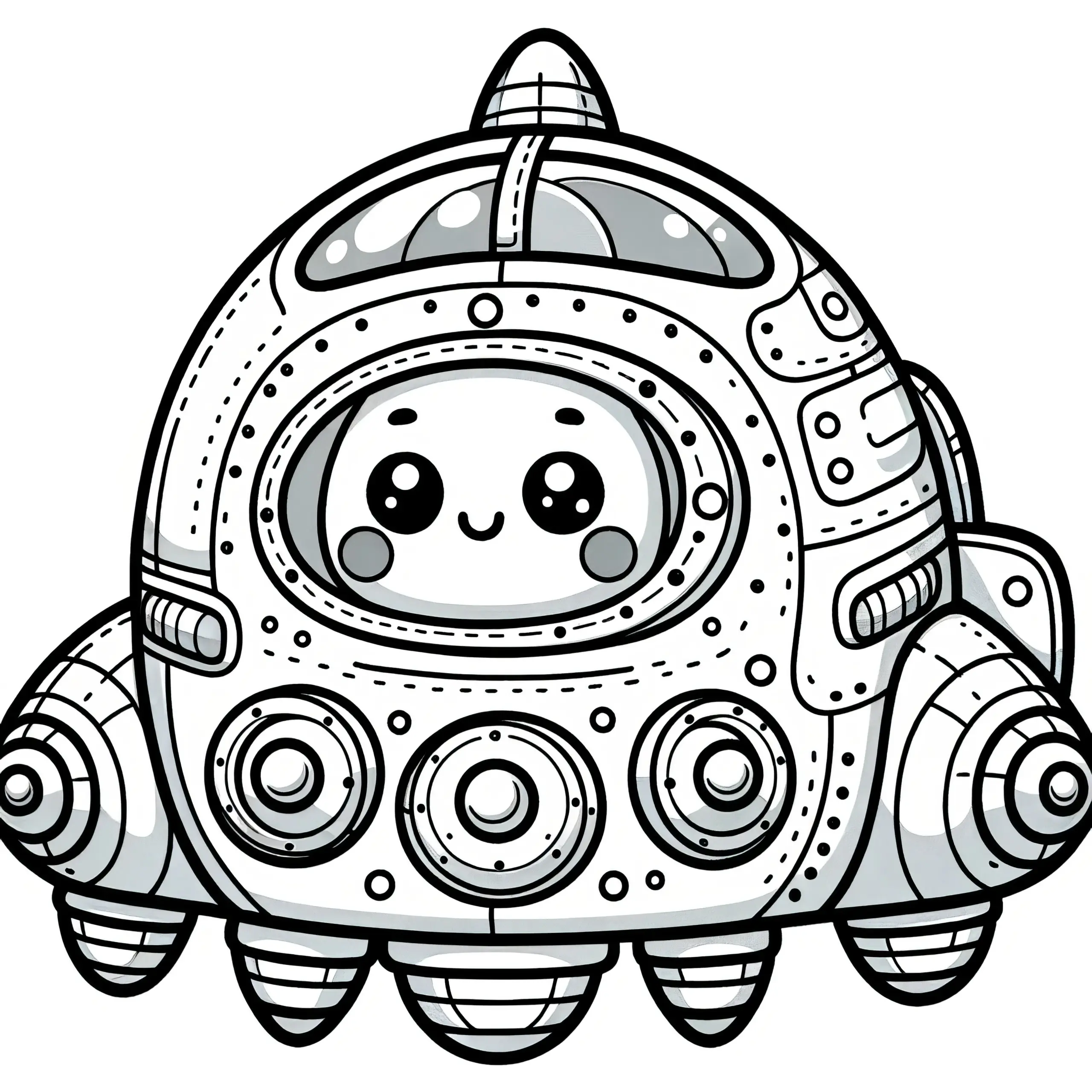 Niedliche Malvorlage: Außerirdischer und UFO (Kostenlos) (Ausmalbild)