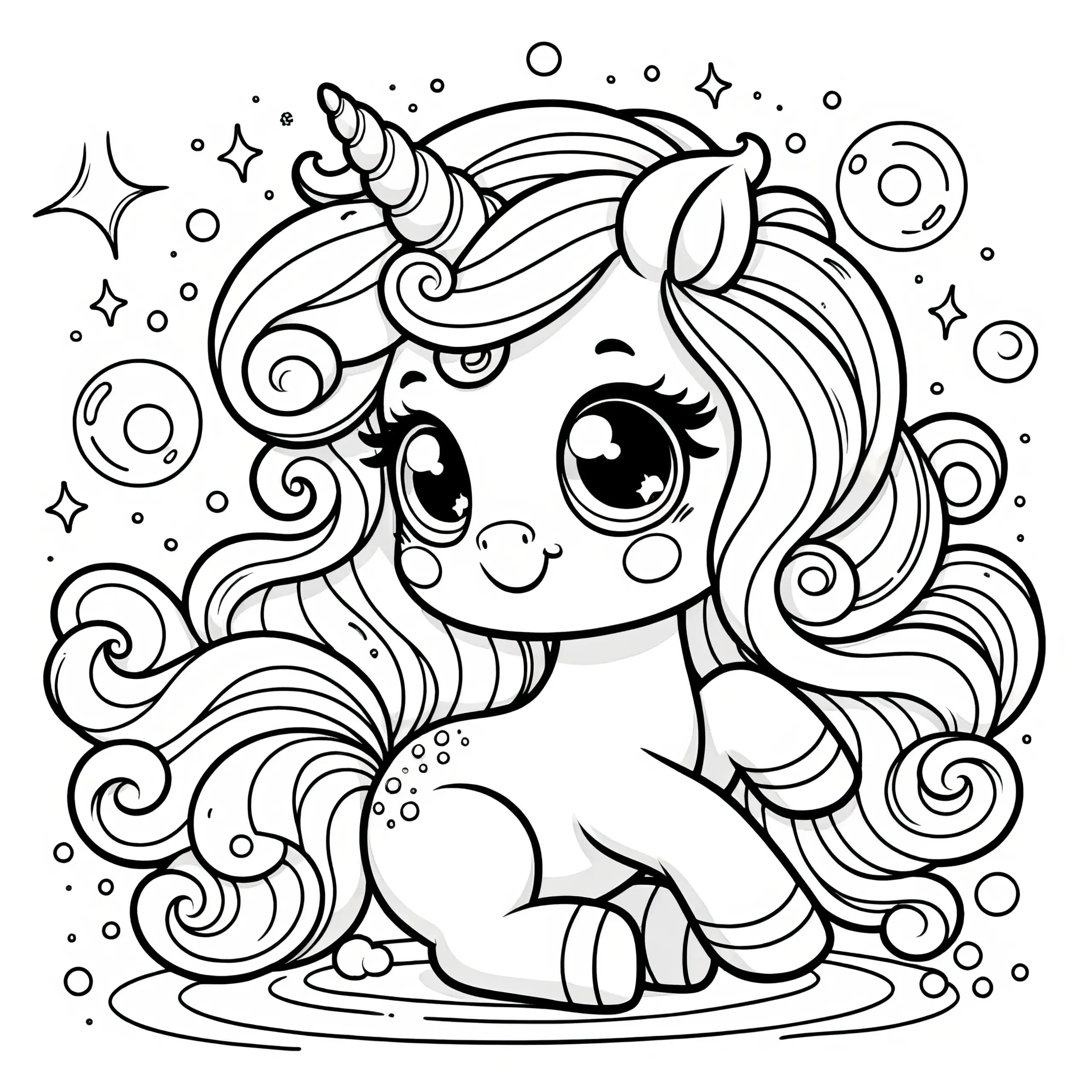 Niedliches Einhorn mit Sternen: Kostenloses Ausmalbild zum Download