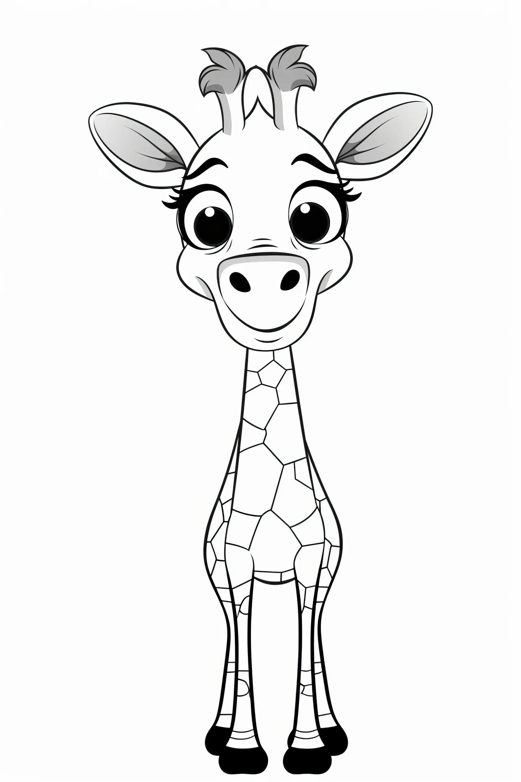 Niedliches Giraffenkind: Einfaches Ausmalbild (Kostenlos)