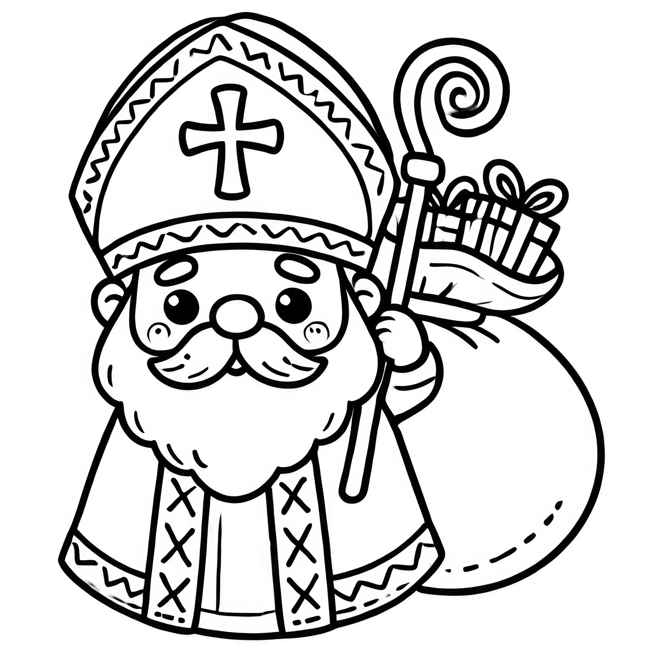 Nikolaus: einfaches Ausmalbild für Kinder
