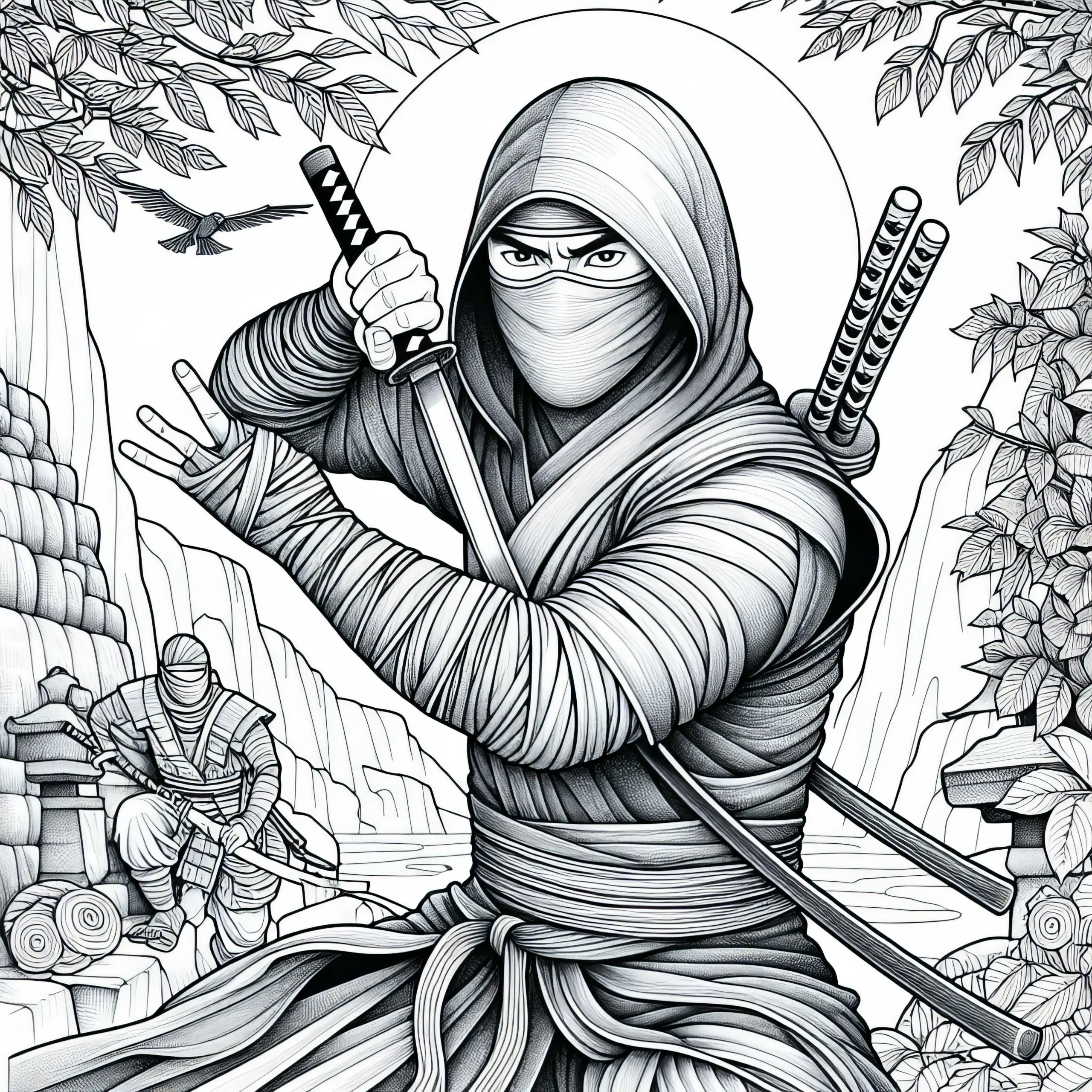 Ninja Ausmalbild – Detailreich und Kostenlos