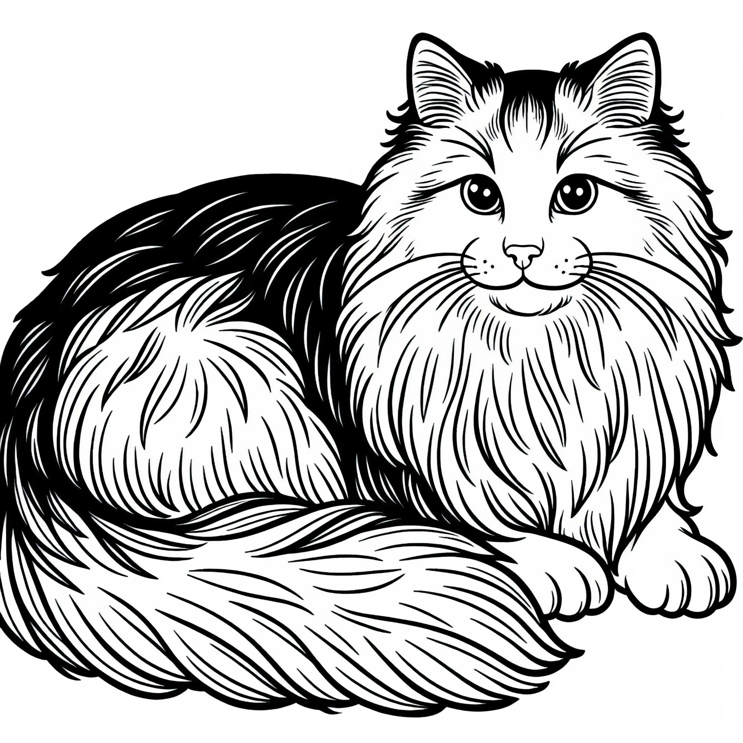 Norwegische Waldkatze Malvorlage Kostenlos (Ausmalbild)