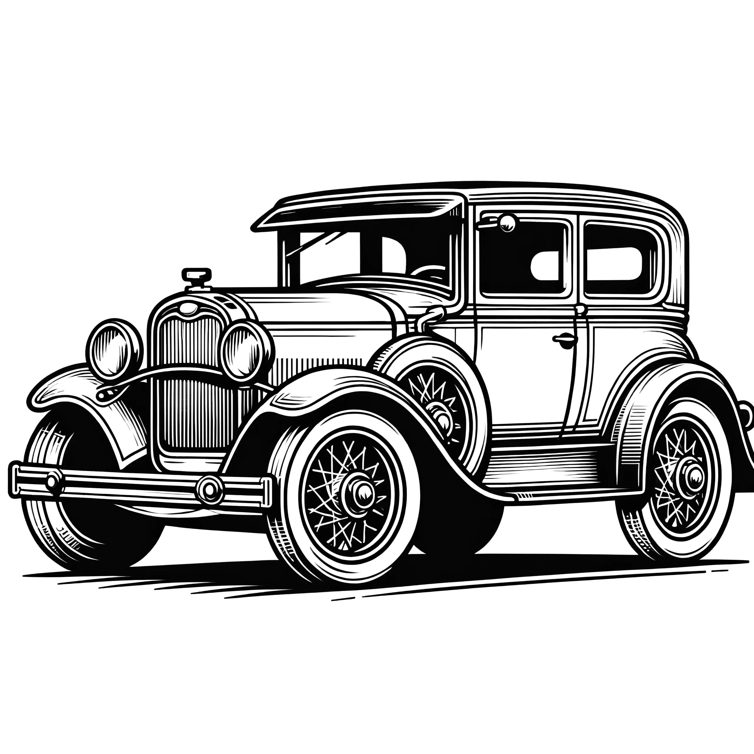 Nostalgischer Oldtimer: Bild zum Ausmalen (Gratis) (Ausmalbild)