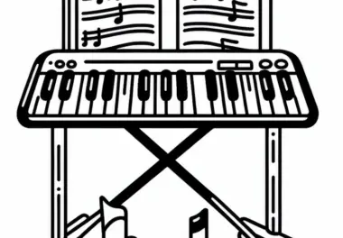 Notenständer Ausmalbild für Zubehör von Tasteninstrumenten Kostenlos