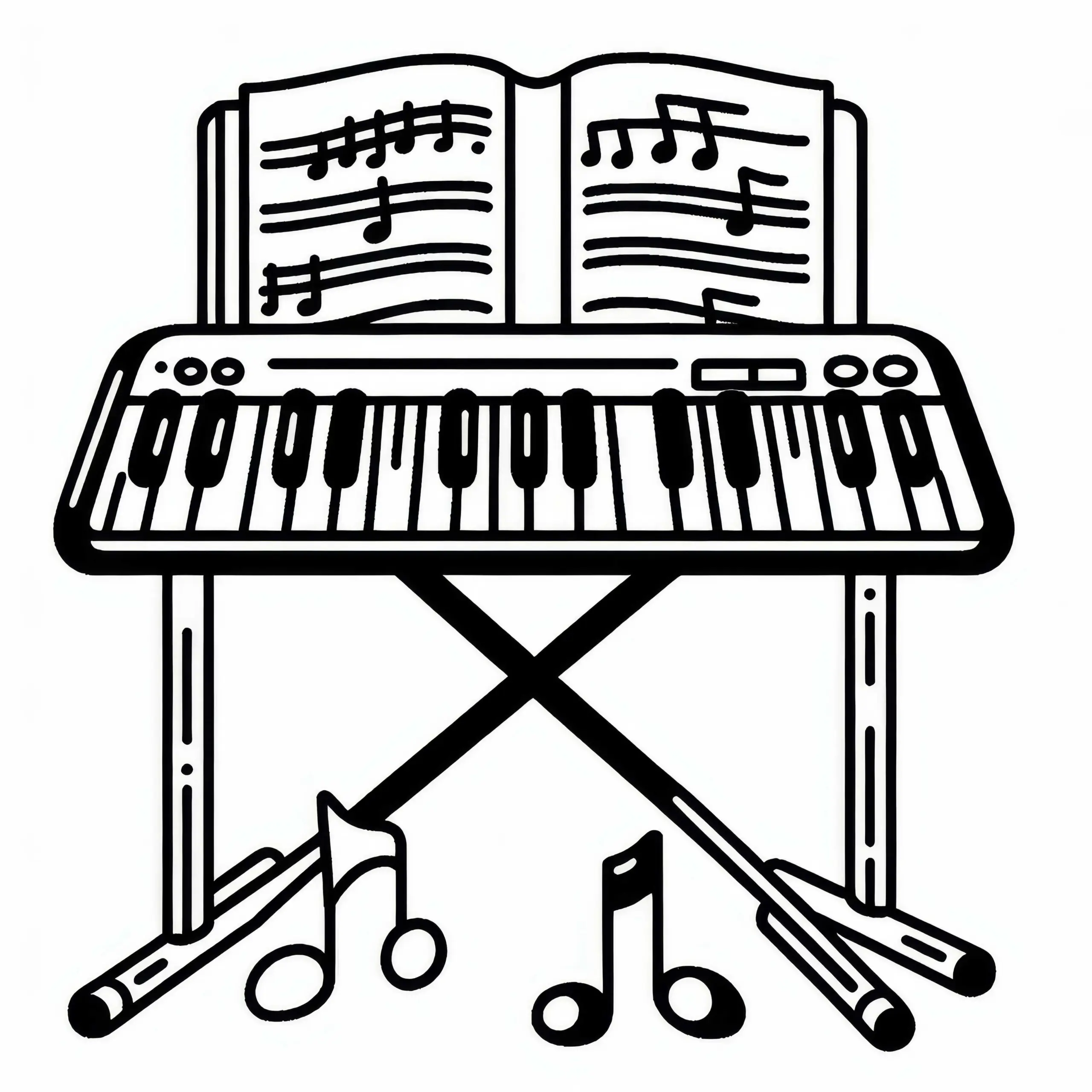 Notenständer Ausmalbild für Zubehör von Tasteninstrumenten Kostenlos