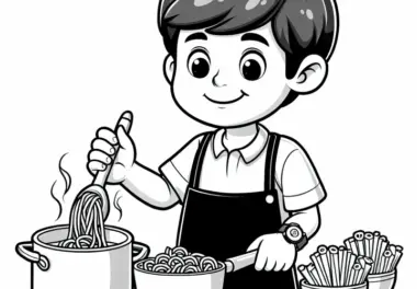 Nudeln Kochen Malvorlage für dein Hobby – Kostenlos Downloaden