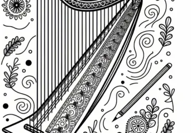 Nyckelharpa Ausmalbild für Streichinstrumente kostenlos