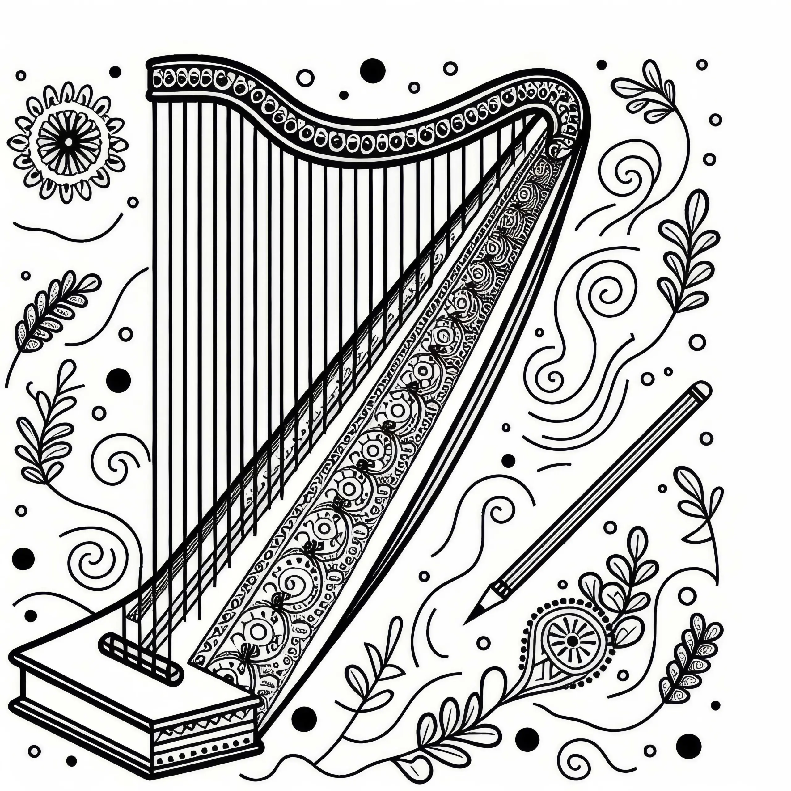 Nyckelharpa Ausmalbild für Streichinstrumente kostenlos