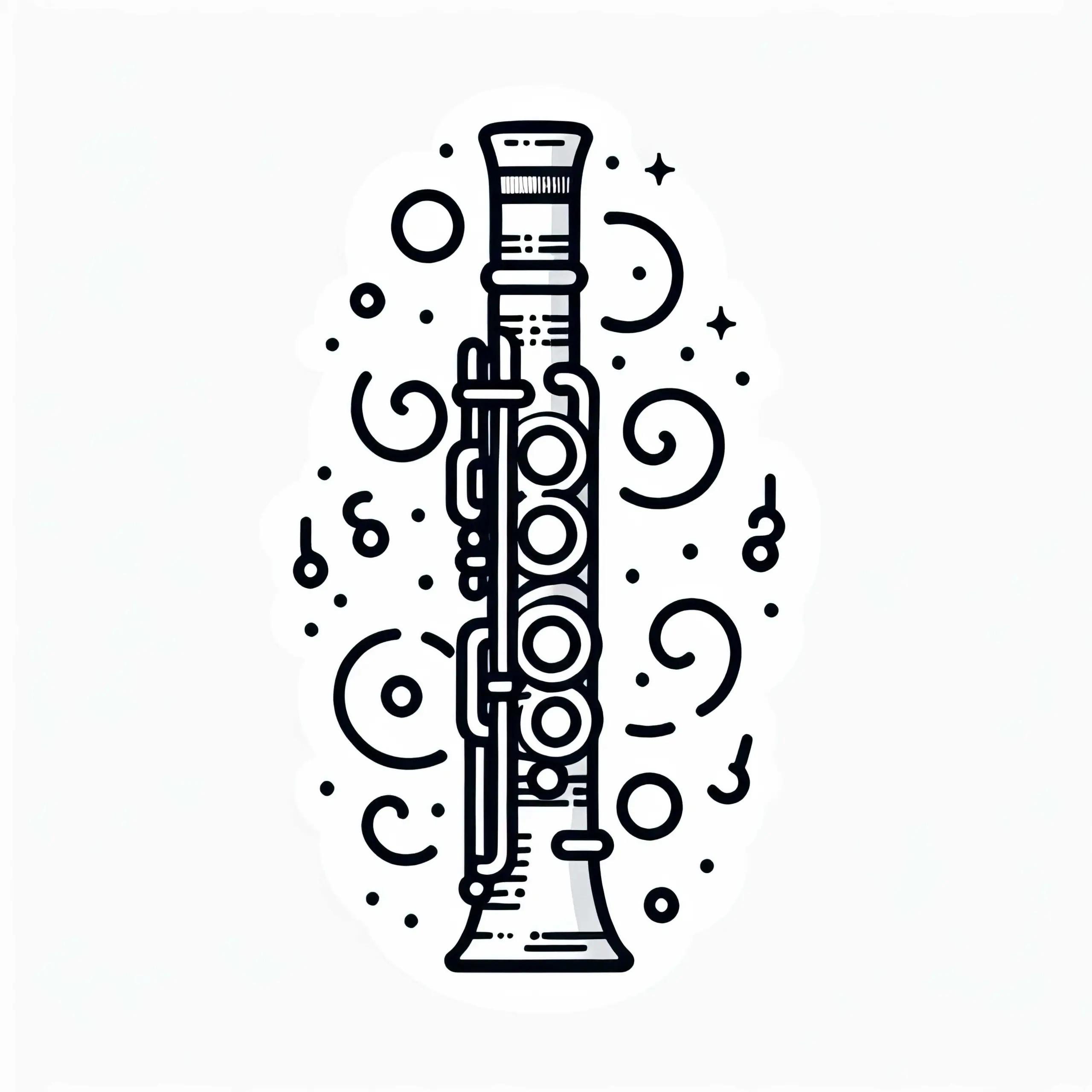 Oboe Malvorlage für Holzblasinstrumente – Kostenlos Herunterladen (Ausmalbild)