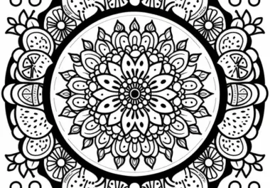 Obst-Mandala-Ausmalbild für den Sommer – Kostenlos Downloaden