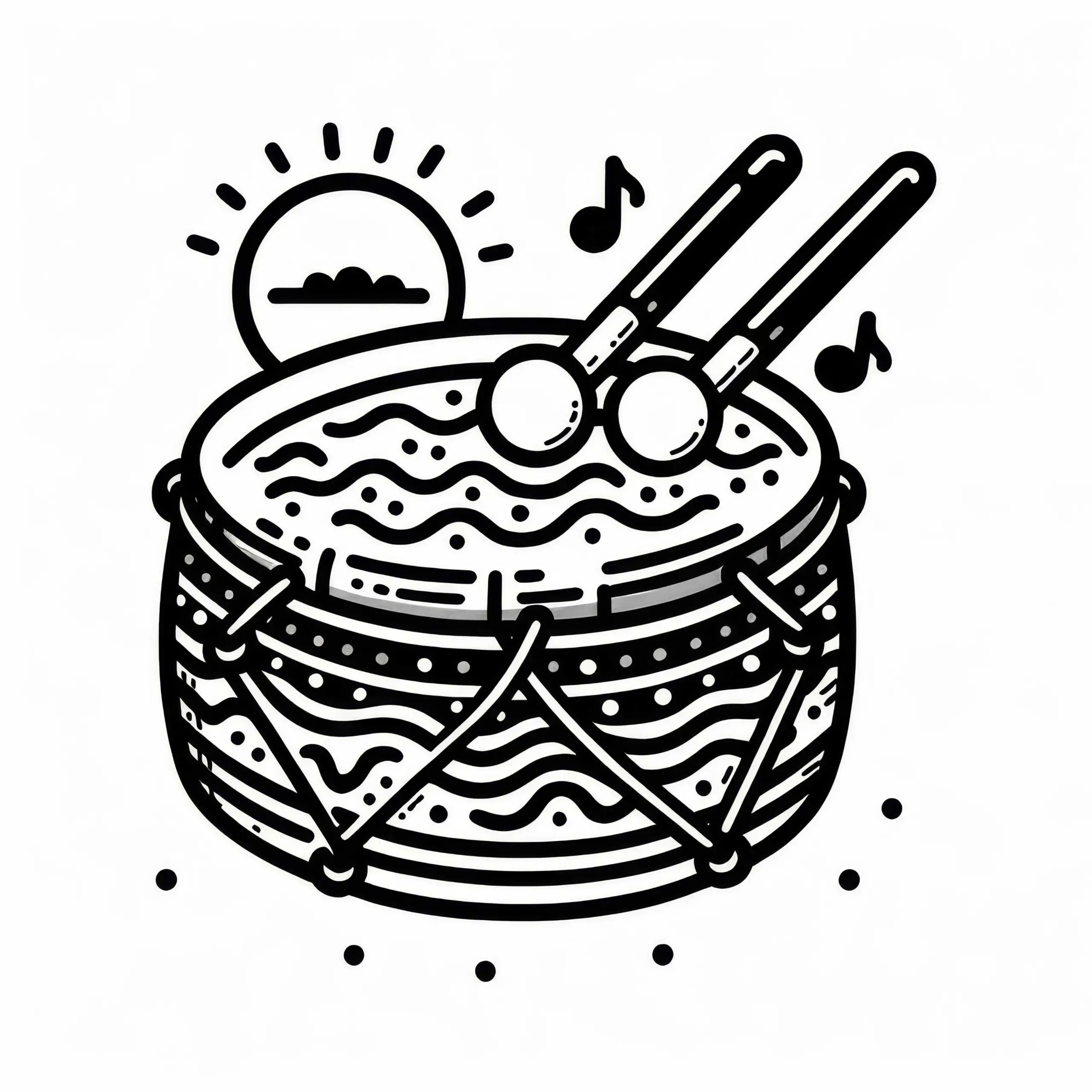 Ausmalbild eines Ozean-Drums – Kostenlose Musikinstrument-Vorlage