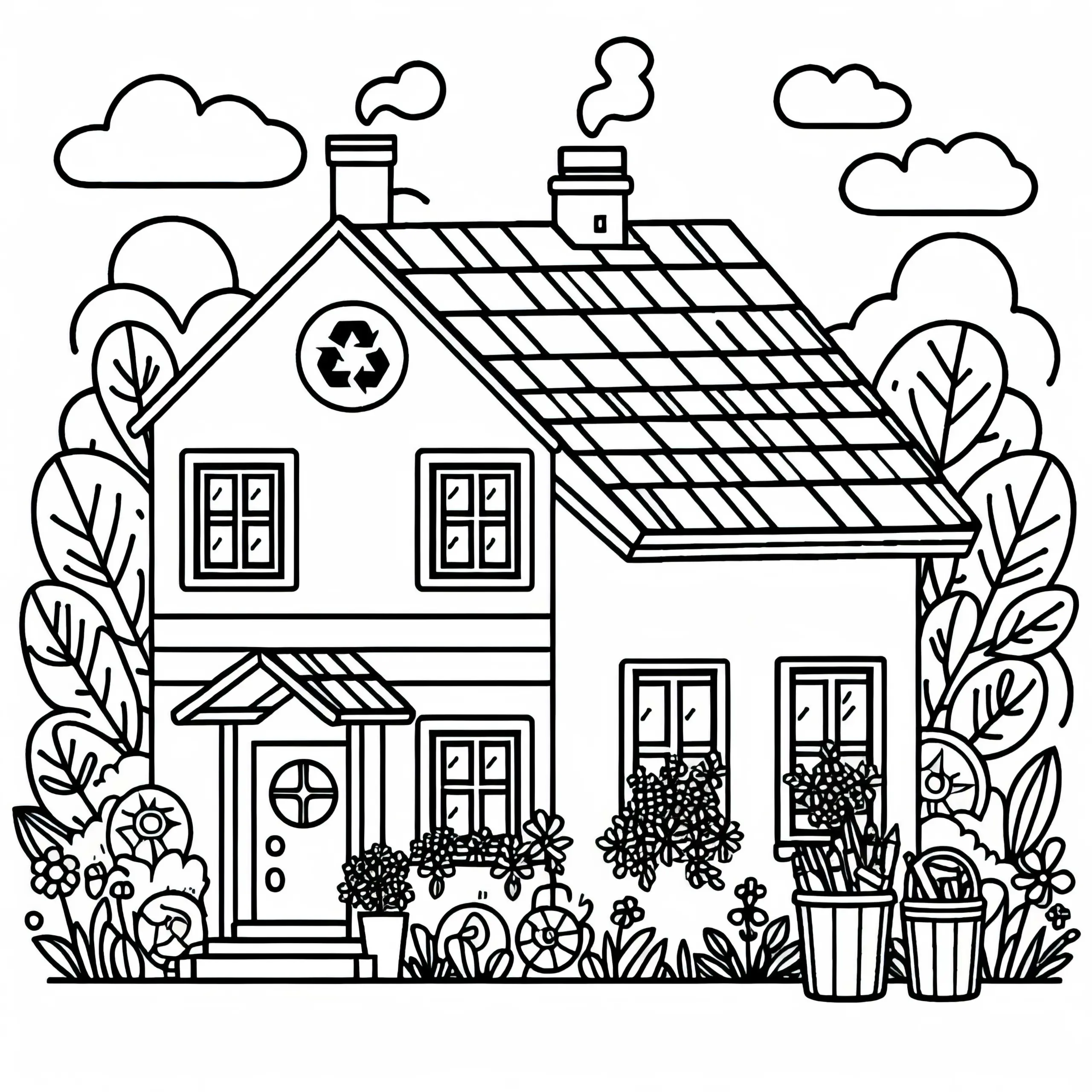 Öko-Haus Ausmalbild Kostenlos
