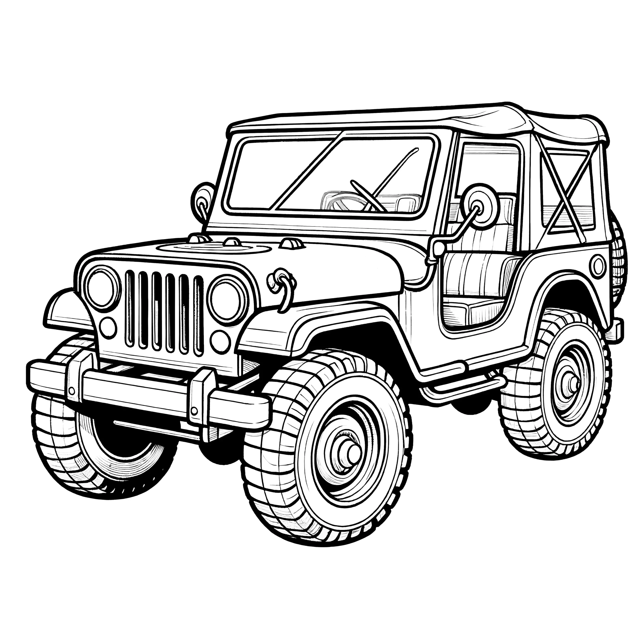 Offroad Geländewagen: Ausmalbild zum Herunterladen (Kostenlos)