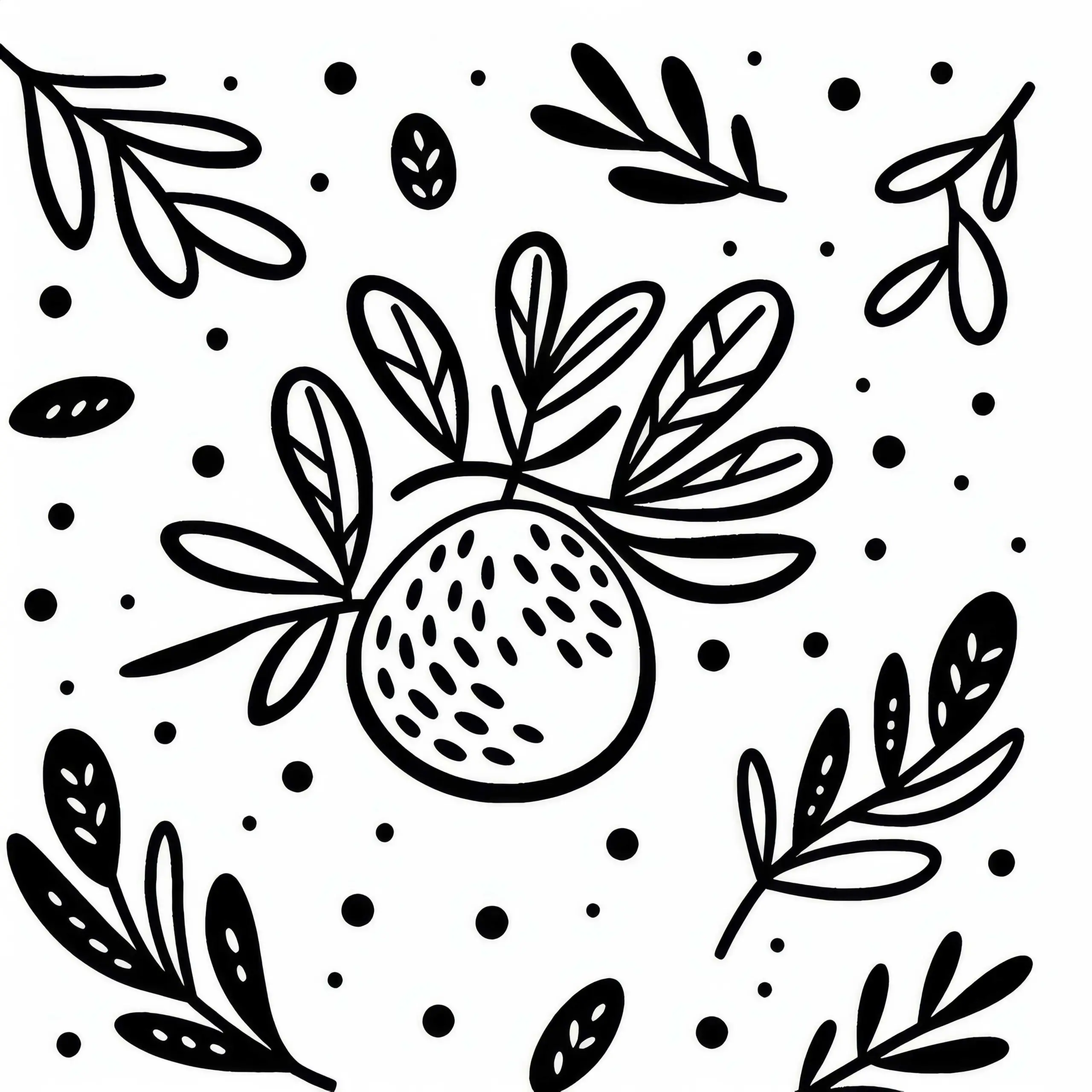Olivenbaumfrucht Malvorlage Einfach Kostenlos (Ausmalbild)